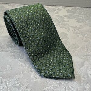 Brooks Brothers 346 Green Geometric Tie Old Money Preppy Dapper‎ Silk Career New